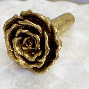 Gold Tone Rosette Floral Wall Hook 5.5” Flawed